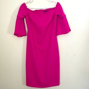 Fuschia off the shoulder dress